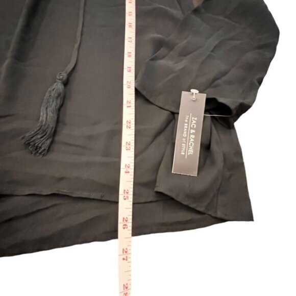 NWT Zac & Rachel Black Long Sleeve Blouse Size Small Lace Up Neckline Sheer Flow - Picture 10 of 15